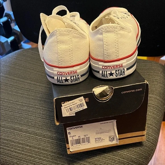 Converse White and Red Athletic Shoes - Picture 4 of 6